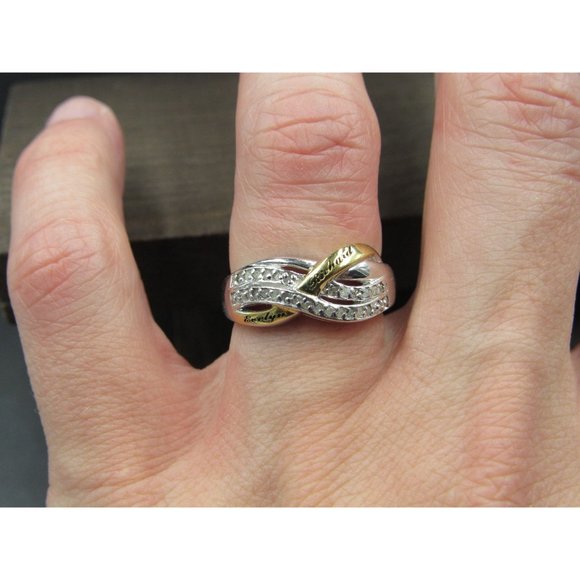 Size 6 Sterling Silver Evelynn & Richard Diamond Name Band Ring Vintage - Picture 4 of 9